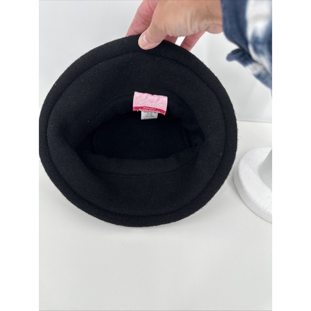 Scala Collezione 100% Wool Packable Hat Black Cloche Rolled Brim One Size - Picture 6 of 7